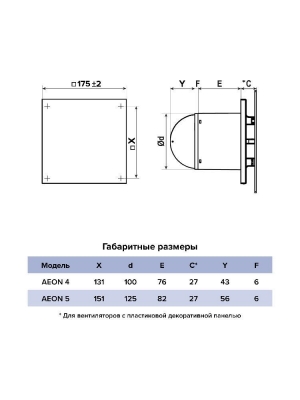 Вентилятор накладной AEON D125 обр.клапан DICITI